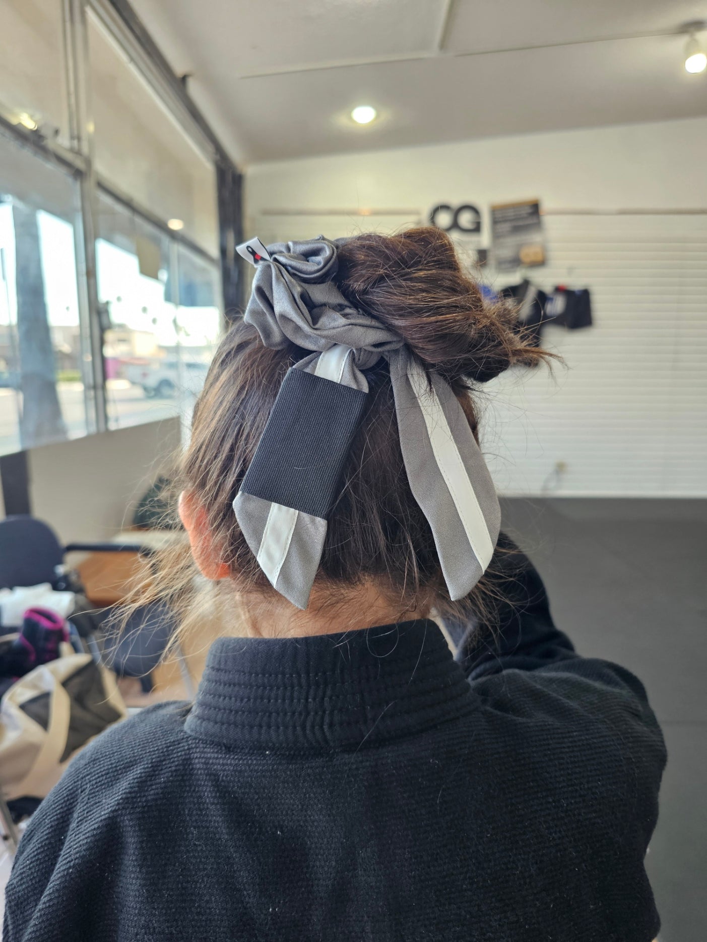 Gray White Belt BJJ Ranked Hair Tie Scrunchie