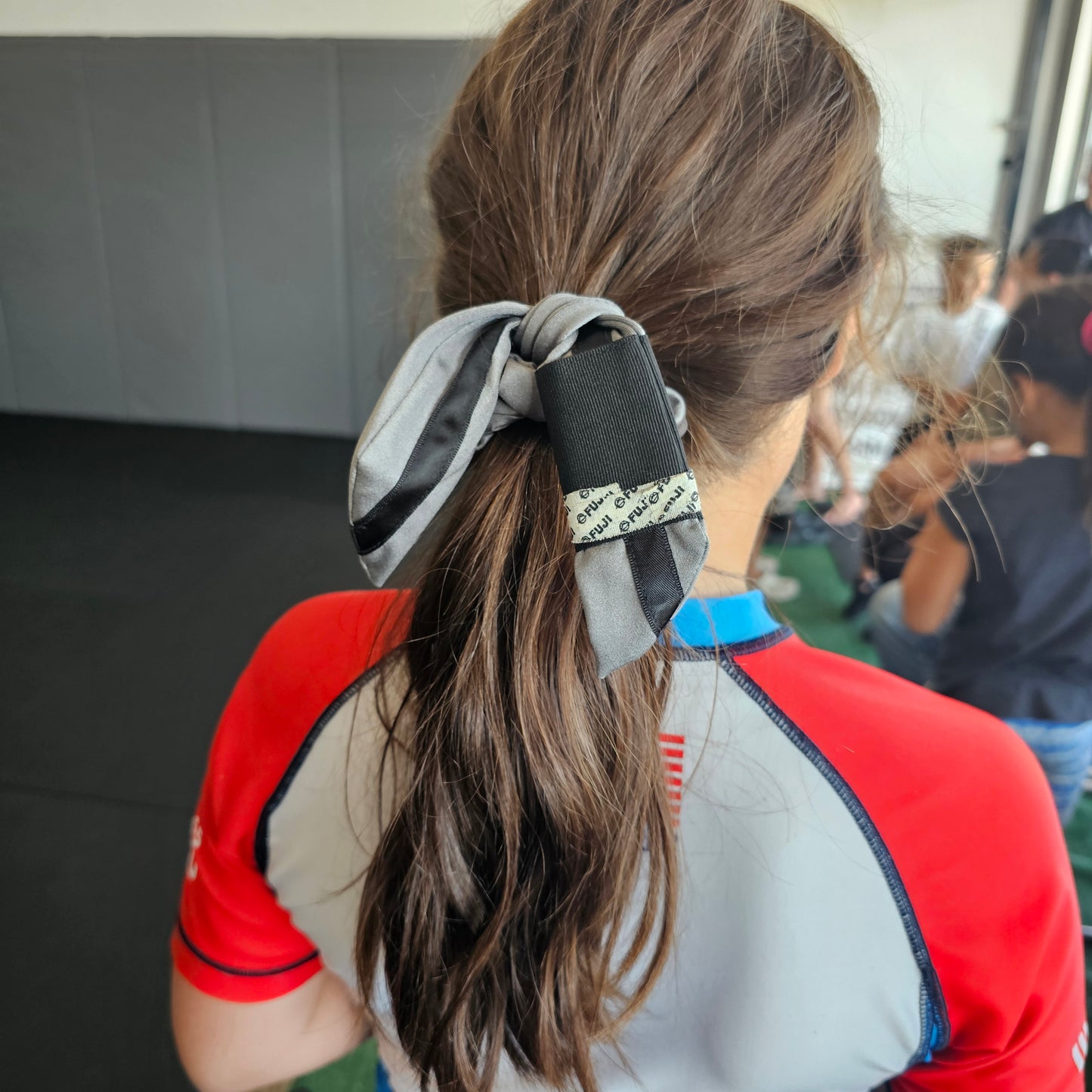 Gray Black Belt BJJ Ranked Hair Tie Scrunchie
